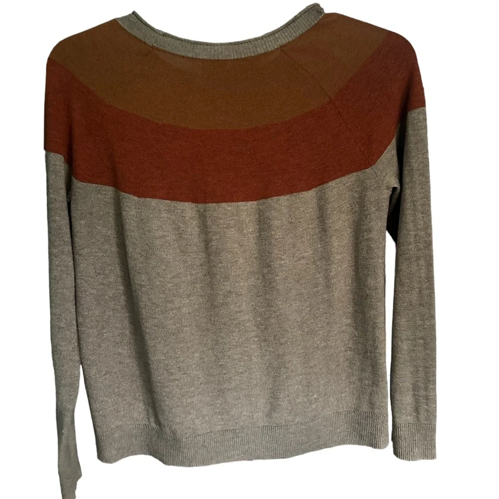 SMARTWOOL EDGEWOOD COLORBLOCK CREW SWEATER Orange Grey Wool Sweater Medium - Picture 4 of 4